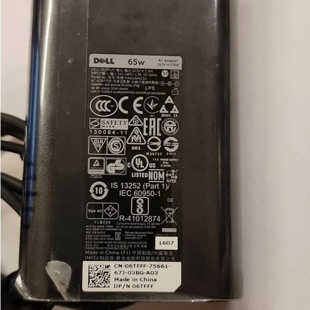 Dell 65 Watt Slim AC Adapter 6TFFF / 06TFFF for Inspiron Laptops